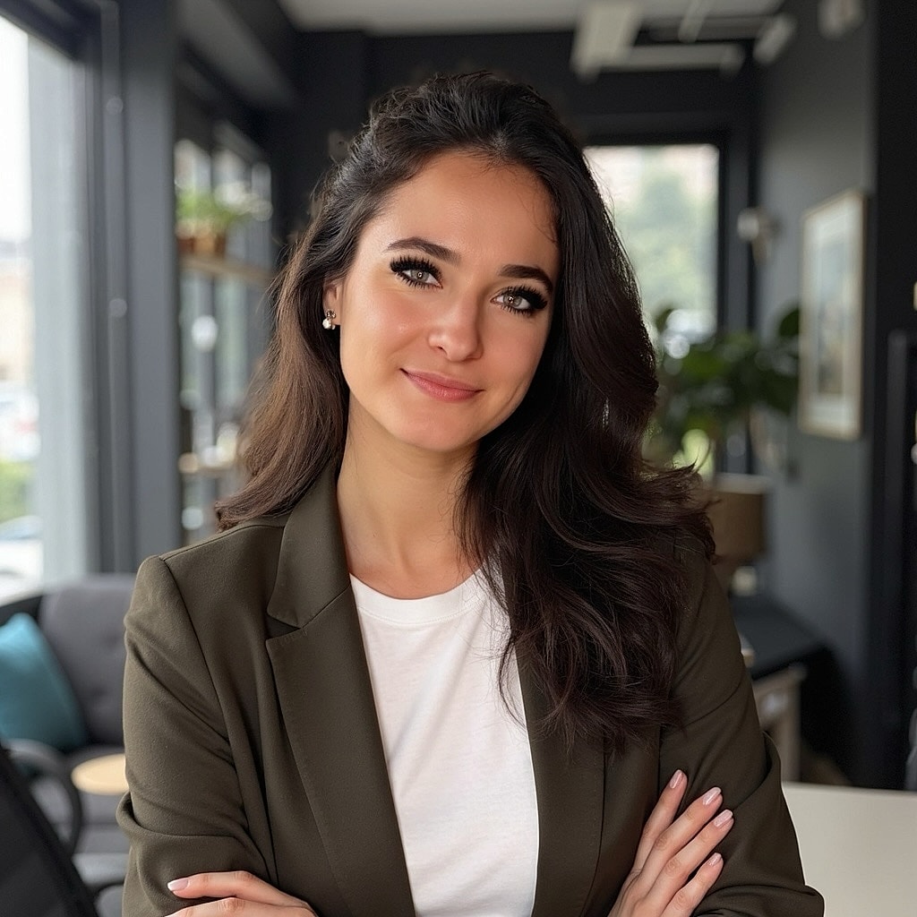 Smiling woman in a professional setting.
